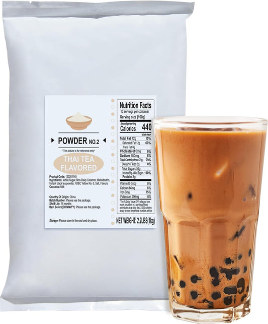 52USA Thai Tea Flavored Powdered Drink Mix, Thai Tee Mix 2.2 lbs, Instant Milk Tea Mix with Creamer & Sugar, Easy to Prepare for Boba, Desserts & More