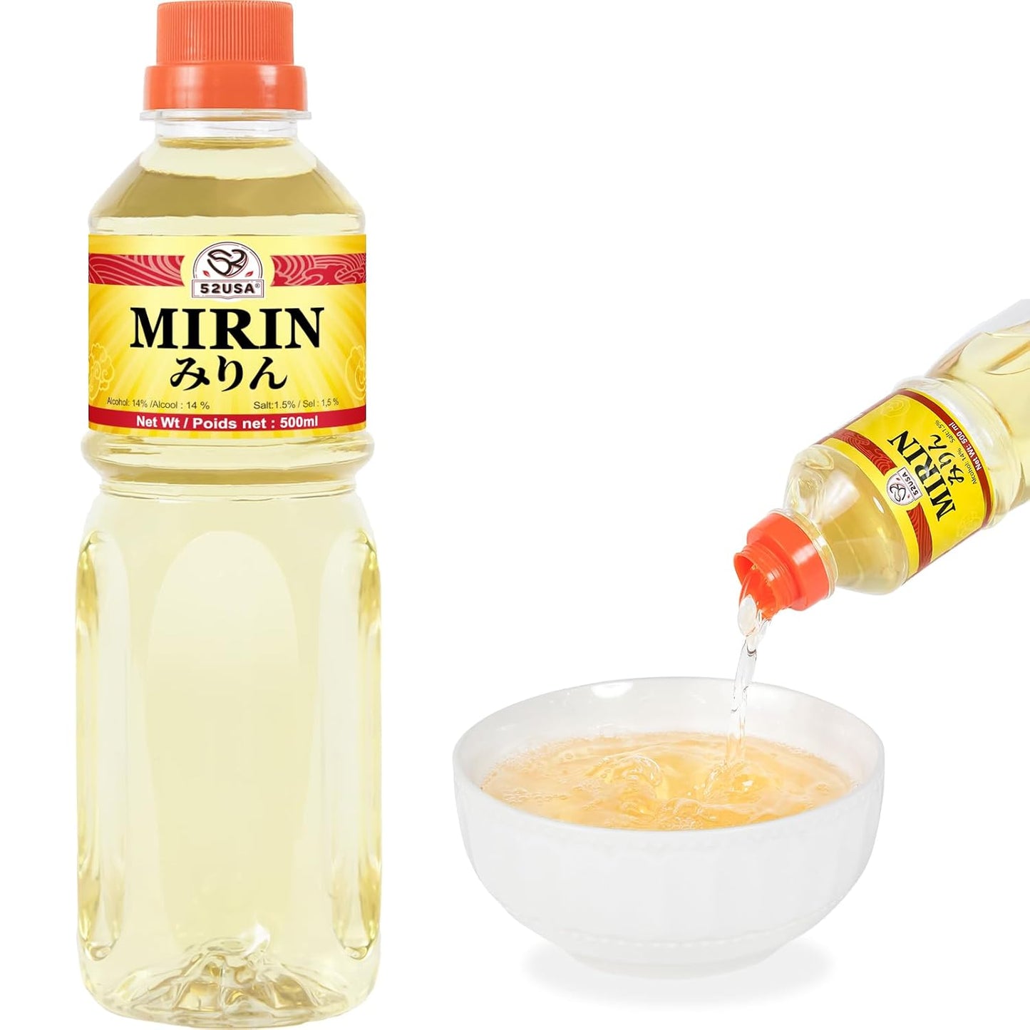52USA Mirin Cooking Wine, Authentic Japanese Seasoning for Sauces Japanese Mirin for Teriyaki Sauce, Marinades, and Glazes, 16.9 FL OZ Bottle