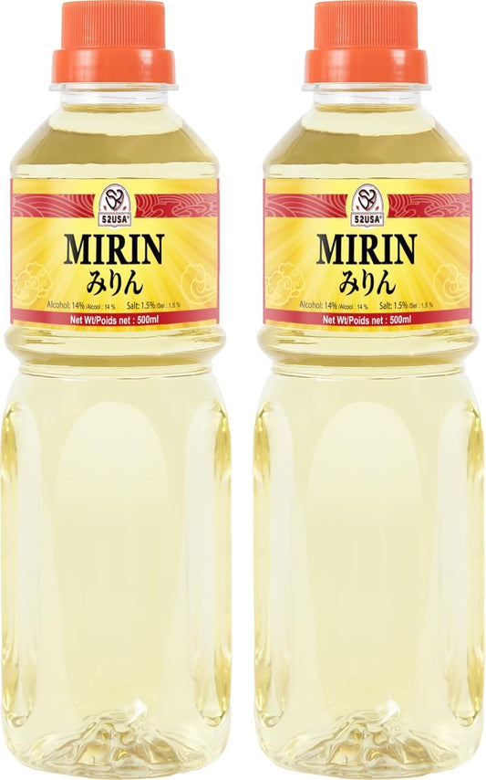 52USA Mirin Cooking Wine 16.9 FL OZ X2, Red Rice Cooking Wine & Seasoning Homemade Sauces, Marinades, Glazes, Salad Dressings, Sushi Rice, Ramen Noodles