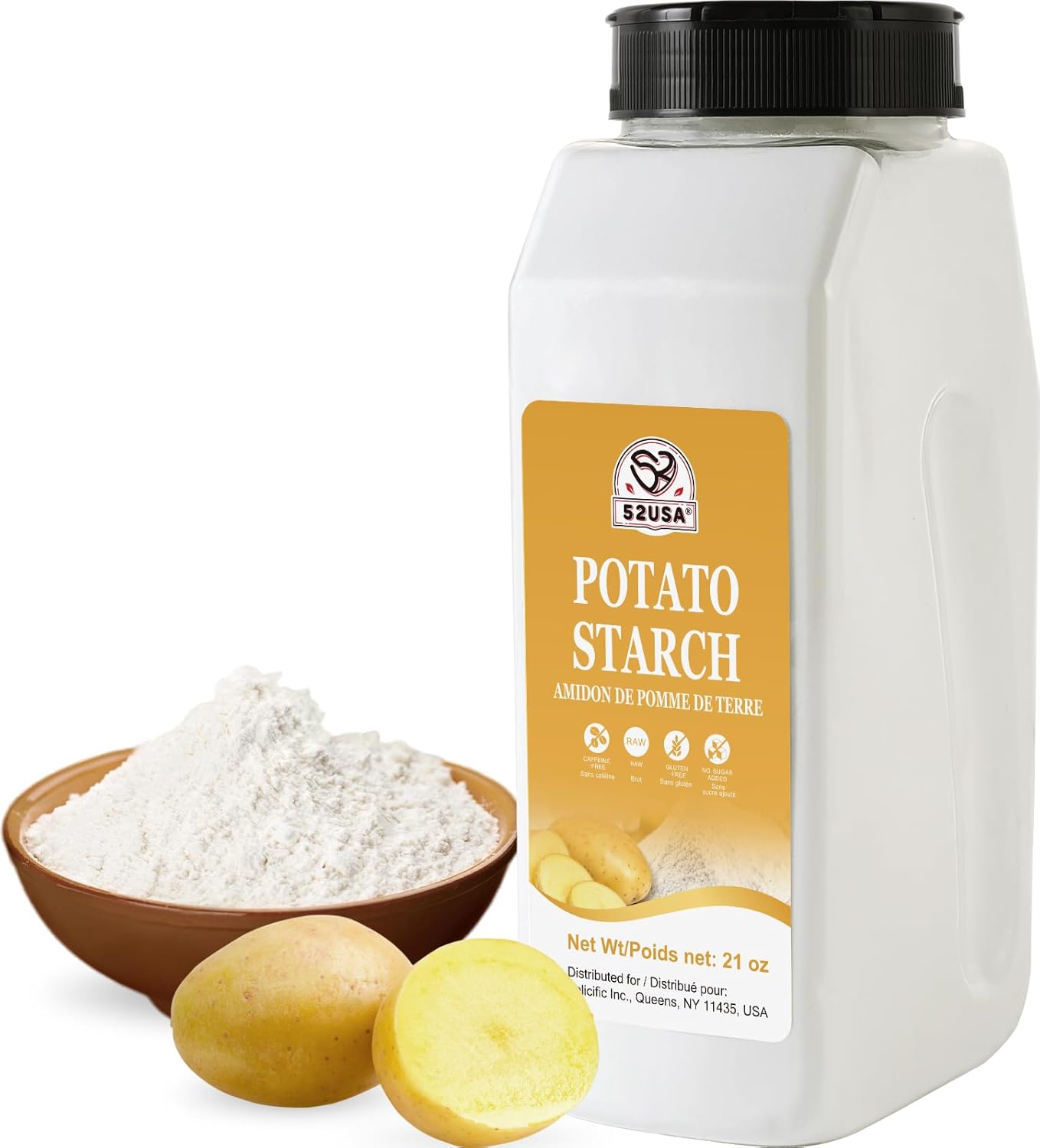 52USA Potato Starch 21 Oz, Gluten Free Vegan Resistant Starch Thickener | Unmodified Potato Starch Powder, Ideal Thickener for Sauces, Stews, Soups, Baking & Gravies