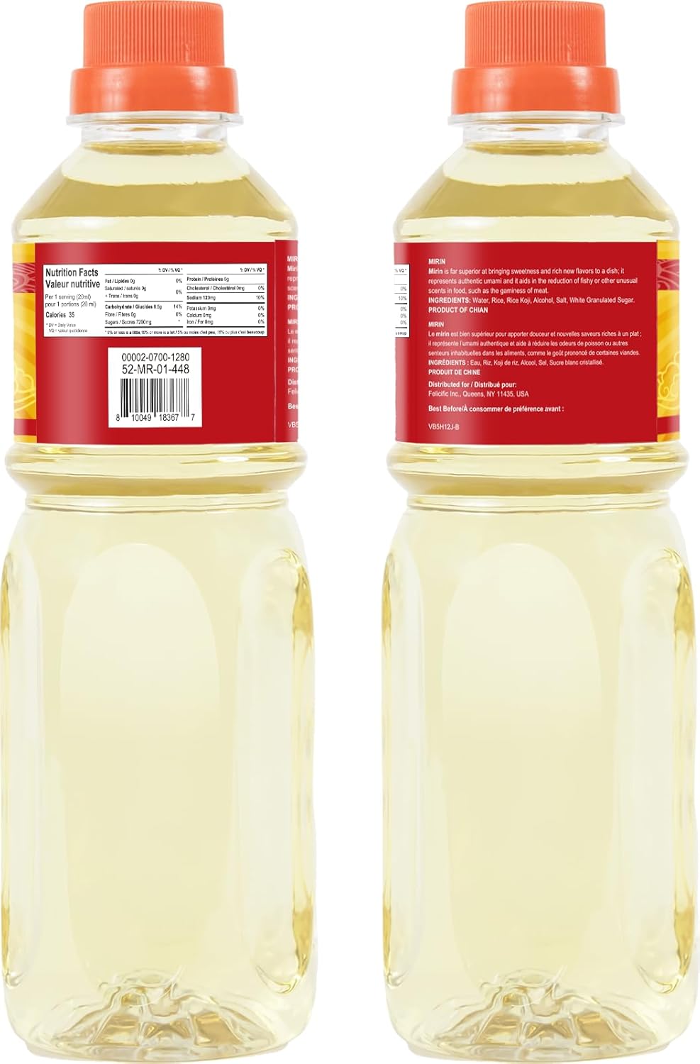 52USA Mirin, Japanese Mirin Cooking Wine, 16.9 FL OZ (Pack of 1), Red Rice Cooking Wine & Seasoning Homemade Sauces, Marinades, Glazes, Salad Dressings, Sushi Rice, Ramen Noodles, Less Sugar and Less Calories, Made with Natural Sugar