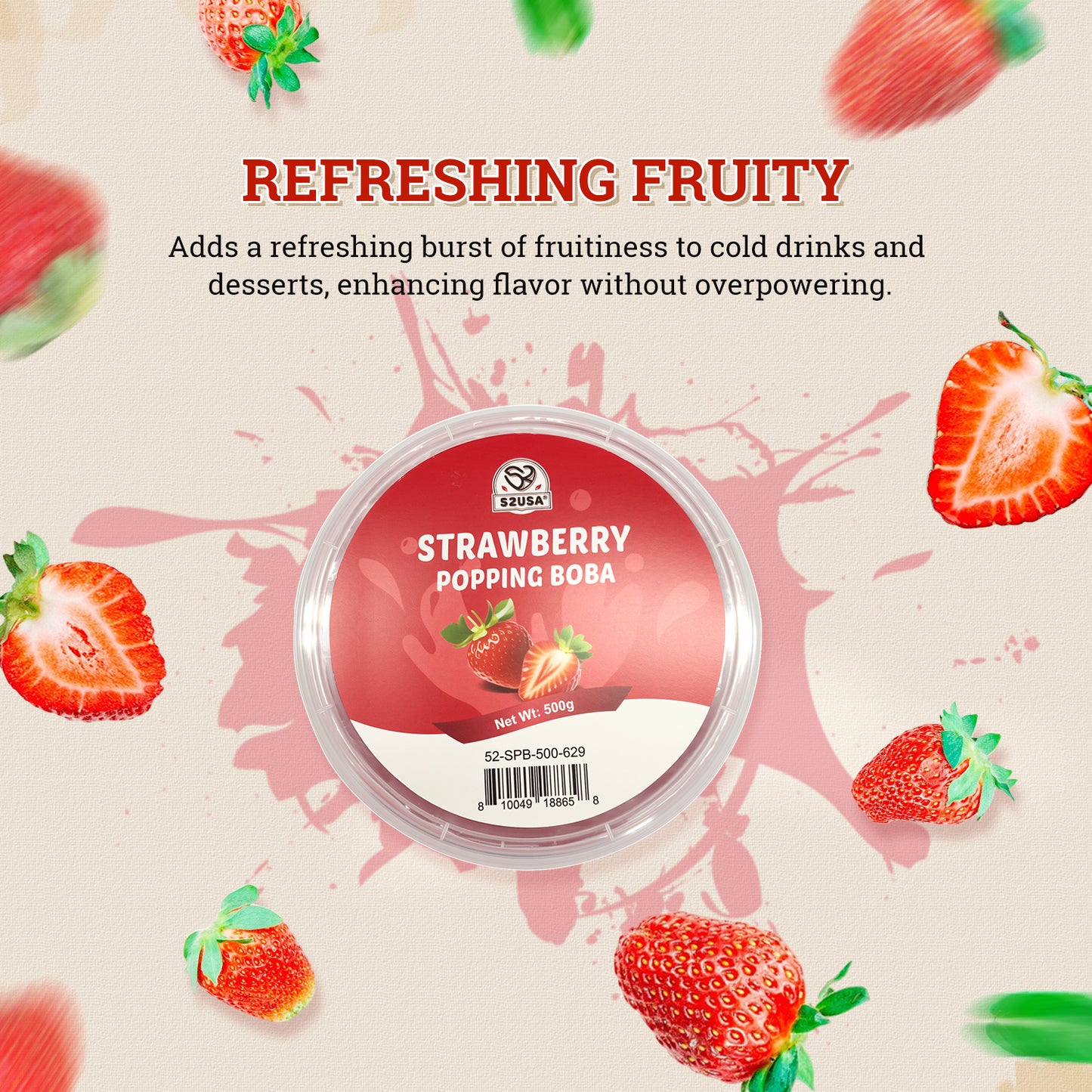 52USA Mango & Strawberry Popping Boba Duo: Mango 3.2kg + Strawberry 500g – DIY Topping Kit for Bubble Tea & Summer Drinks