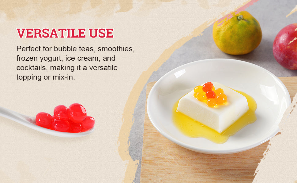 52USA Mango & Strawberry Popping Boba Duo: Mango 3.2kg + Strawberry 500g – DIY Topping Kit for Bubble Tea & Summer Drinks