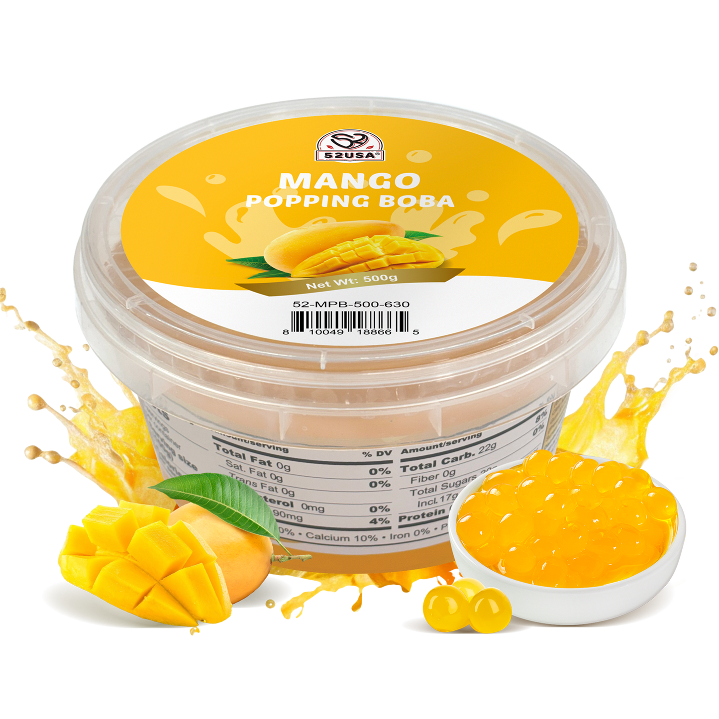 52USA Mango Popping Boba, 500g
