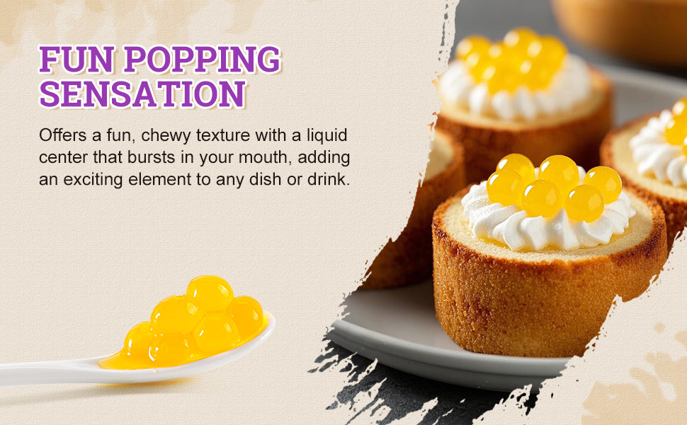 52USA Passion Fruit Popping Boba Duo: 3.2kg Bulk Tub + 500g Pack – DIY Topping Kit for Bubble Tea & Summer Drinks
