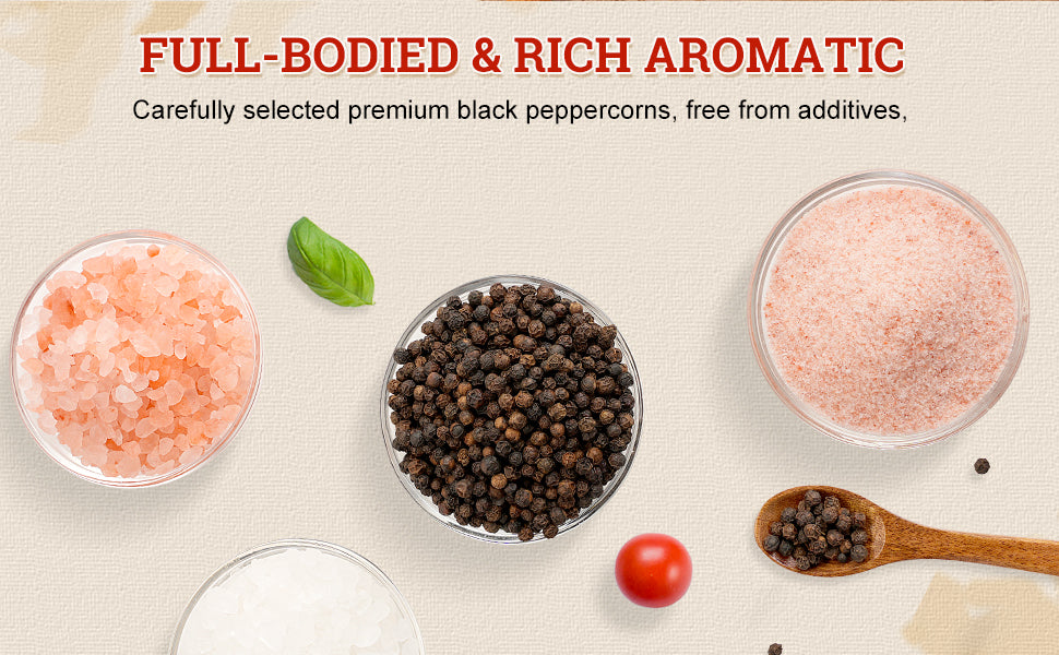 52USA Whole Black Peppercorns, 18oz (Pack of 1), Peppercorns for Grinder Refill, Gluten-Free, Kosher, Non-GMO, All Natural Black Pepper, Perfect for Cooking & Seasoning