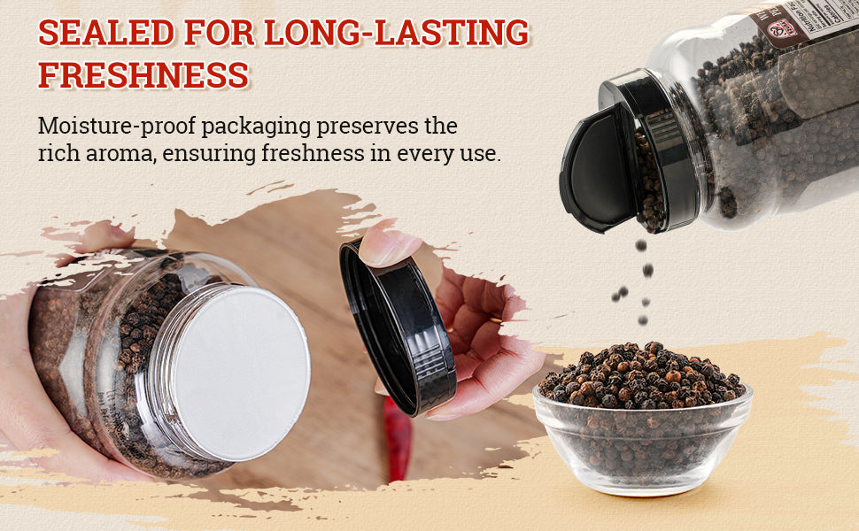 52USA Whole Black Peppercorns, 18oz (Pack of 1), Peppercorns for Grinder Refill, Gluten-Free, Kosher, Non-GMO, All Natural Black Pepper, Perfect for Cooking & Seasoning