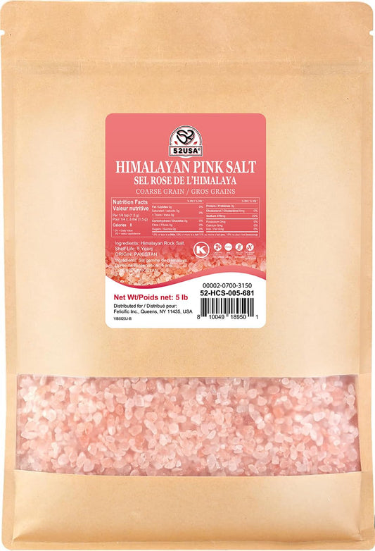 52USA Himalayan Pink Salt Coarse, 80oz