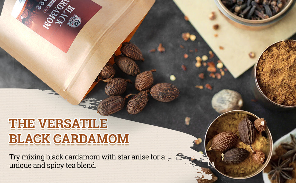 52USA Black Cardamom Pods, 4oz in Kraft Bag, NON GMO Verified, Black Cardamom Seeds - 100% Pure, Aromatic & Natural, Whole Cardamom Pods for Authentic Asian, Indian, and Global Cooking