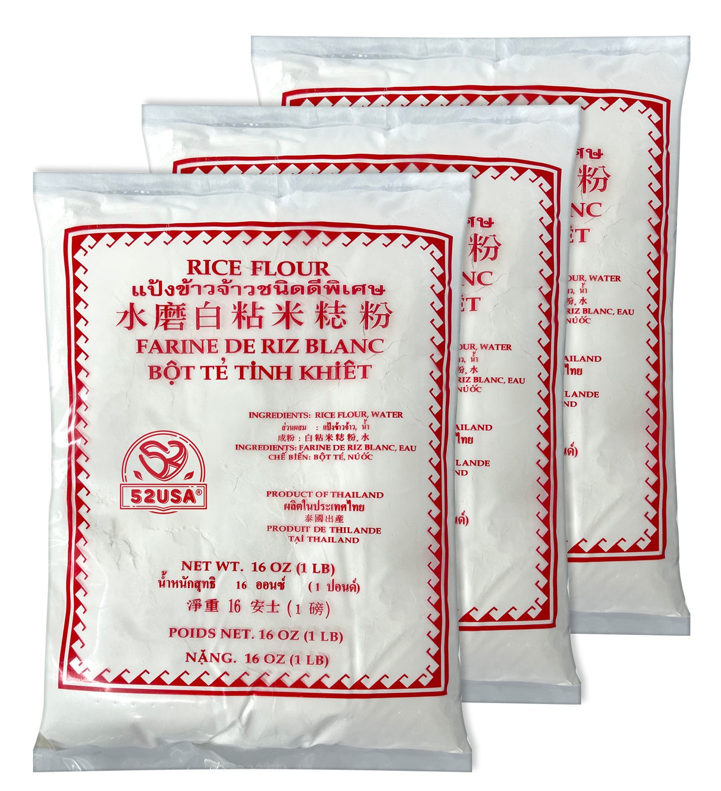 52usa Thai Rice Flour 16oz, 3 packs total 3 lb