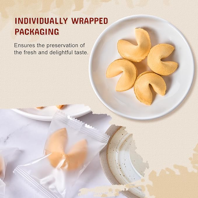 52USA Fortune Cookies, Vanilla Flavor, 25 Count Fortune Cookies Individually Wrapped Bulk, Premium USA Made, Fresh Crisp Cookies 4oz