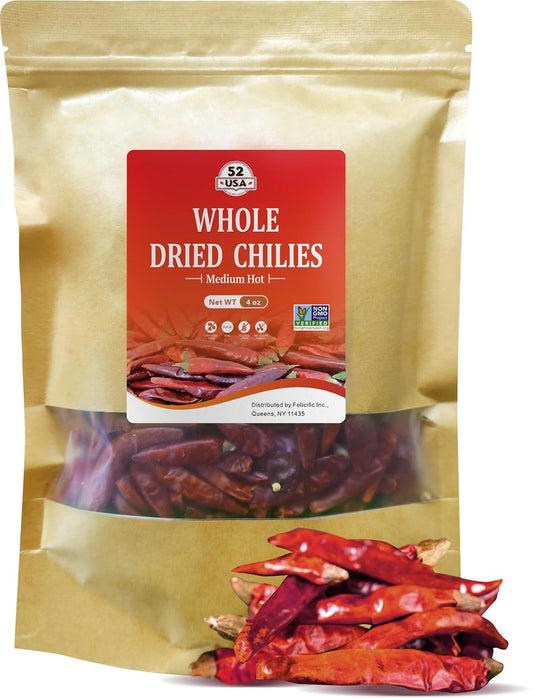 52USA Whole Dried Chili Peppers, 4 OZ