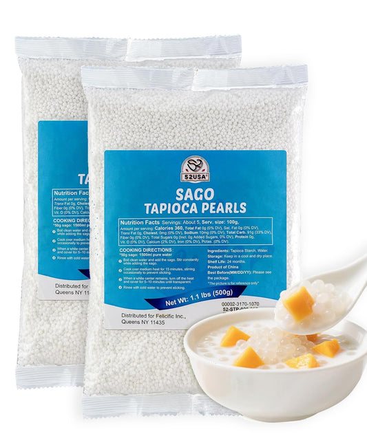 52USA Sago Pearls (Small Tapioca Pearls) 1.1 lb (500 g) - 2pack