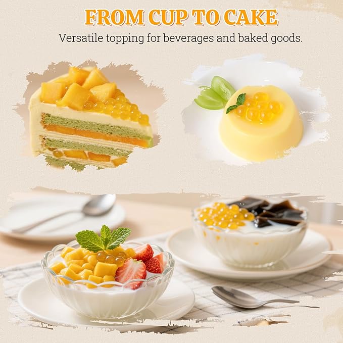 52USA Mango Popping Boba Pearls, Bursting Boba Pearls for Bubble Tea, 7.05 Pounds(3.2kg)