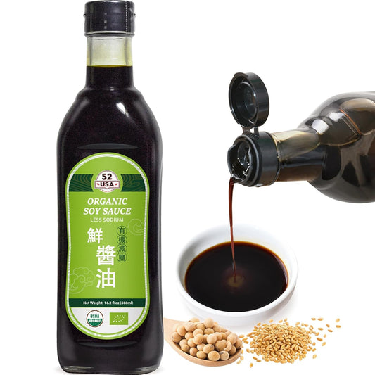 52USA Organic Soy Sauce – Low Sodium, 16.2oz