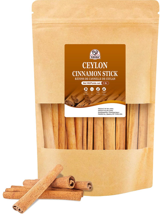 52USA Ceylon Cinnamon Sticks 1 Lb (16 oz), Whole Ceylon Cinnamon Stick, Perfect for Baking, Cooking & Beverages, Non-GMO, Kosher Certified - Cassia Cinnamon from Sri Lankan (453g)