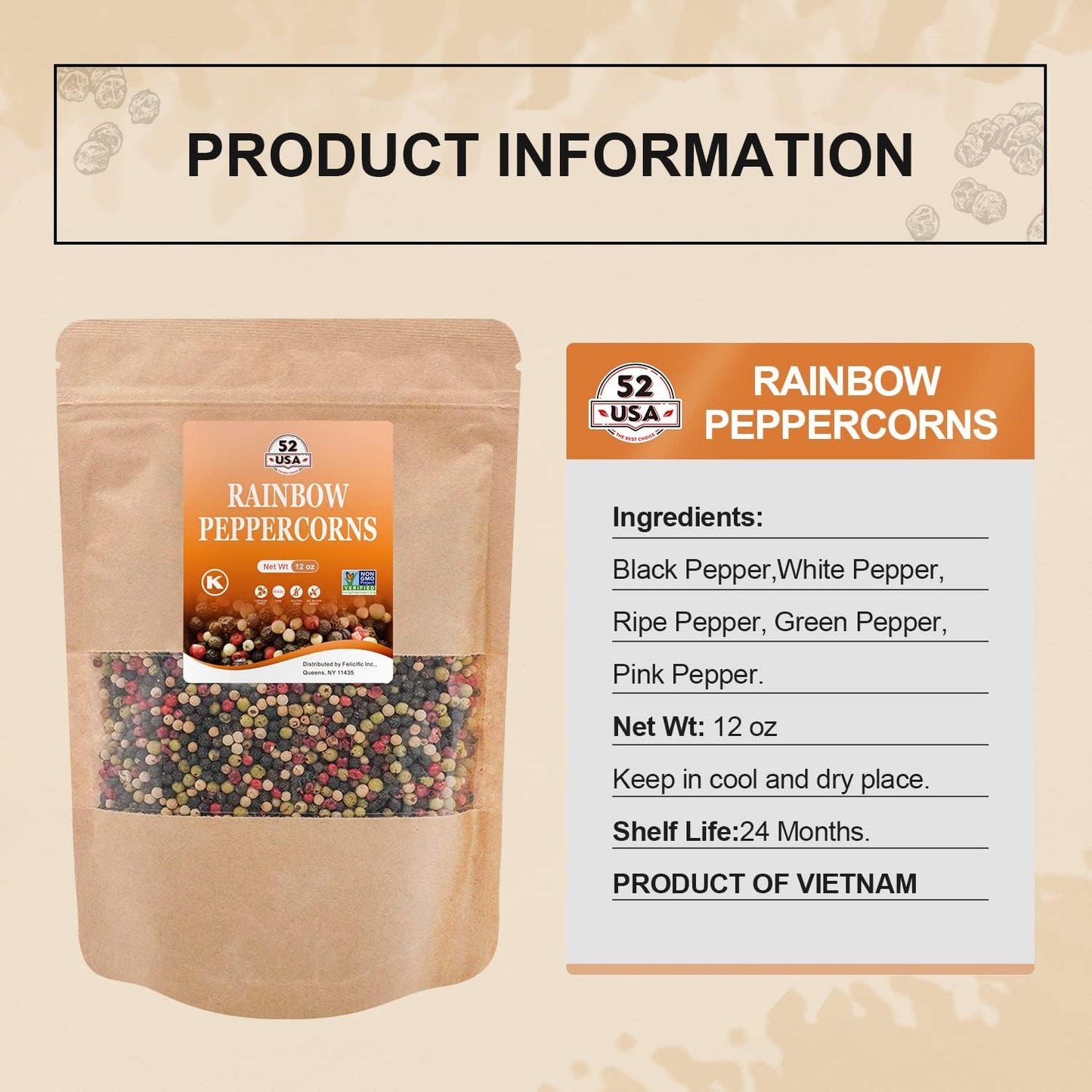 52USA Rainbow Peppercorns