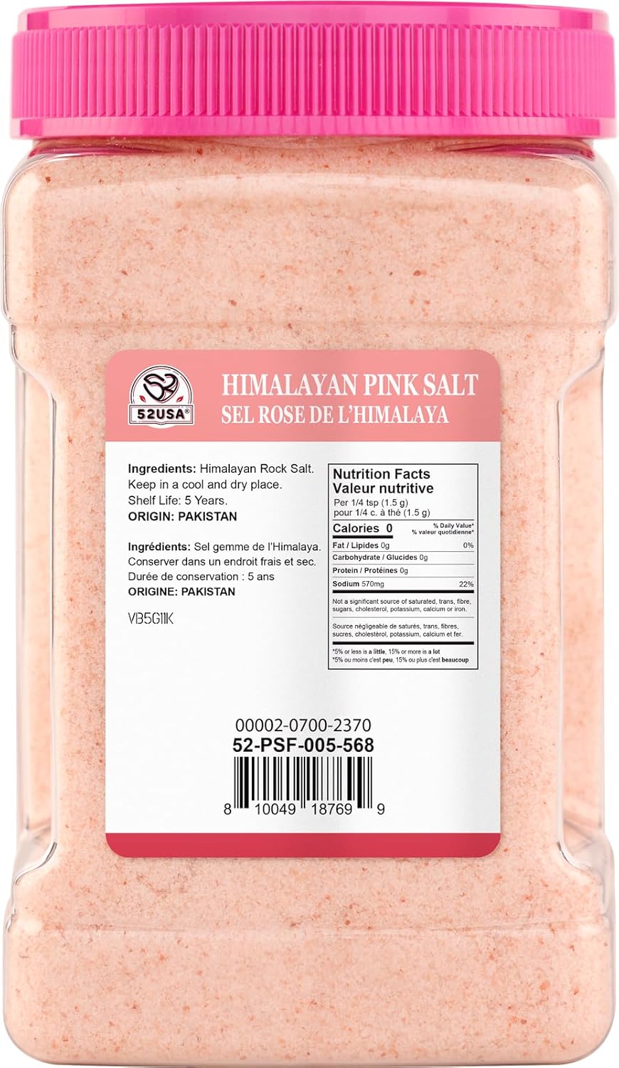 52USA Himalayan Pink Salt Coarse & Fine Combo, 2-Pack (80oz Each), Natural Unrefined Pink Salt, Non-GMO, Kosher Certified, for Grinder & Cooking, Rich in Minerals