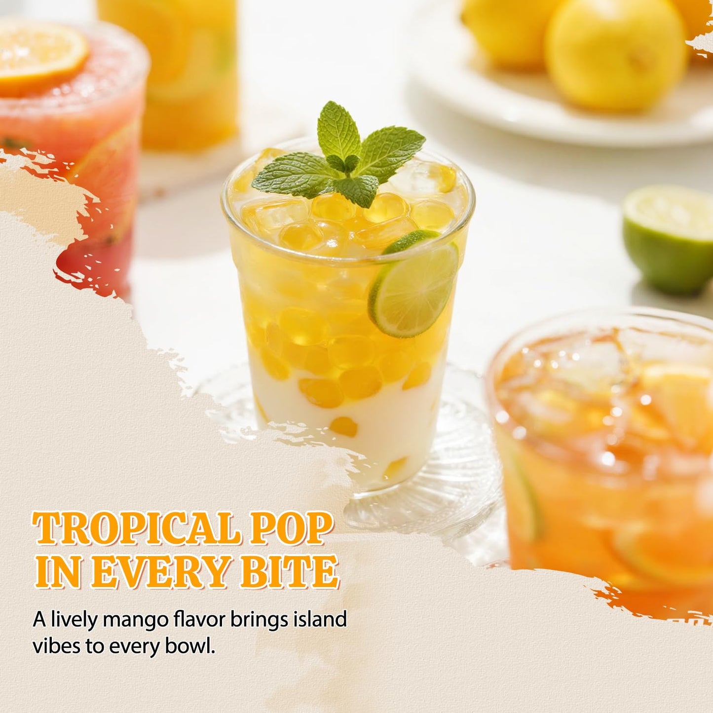 52USA Mango Popping Boba Pearls 7.05 Pounds(3.2kg), Bursting Boba Pearls Popping Pearlsfor Bubble Tea, Beverages, Shakes, Desserts, Smoothie and Ice Cream Topping