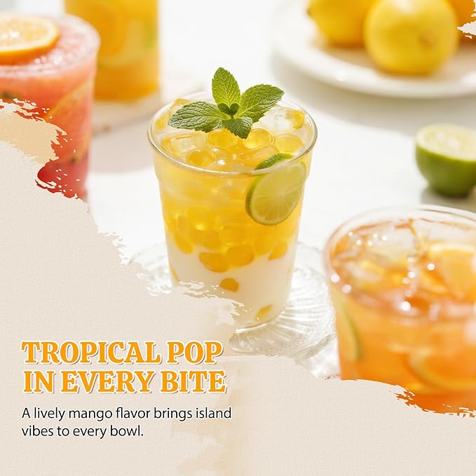 52USA Mango Popping Boba Pearls, Bursting Boba Pearls for Bubble Tea, 7.05 Pounds(3.2kg)