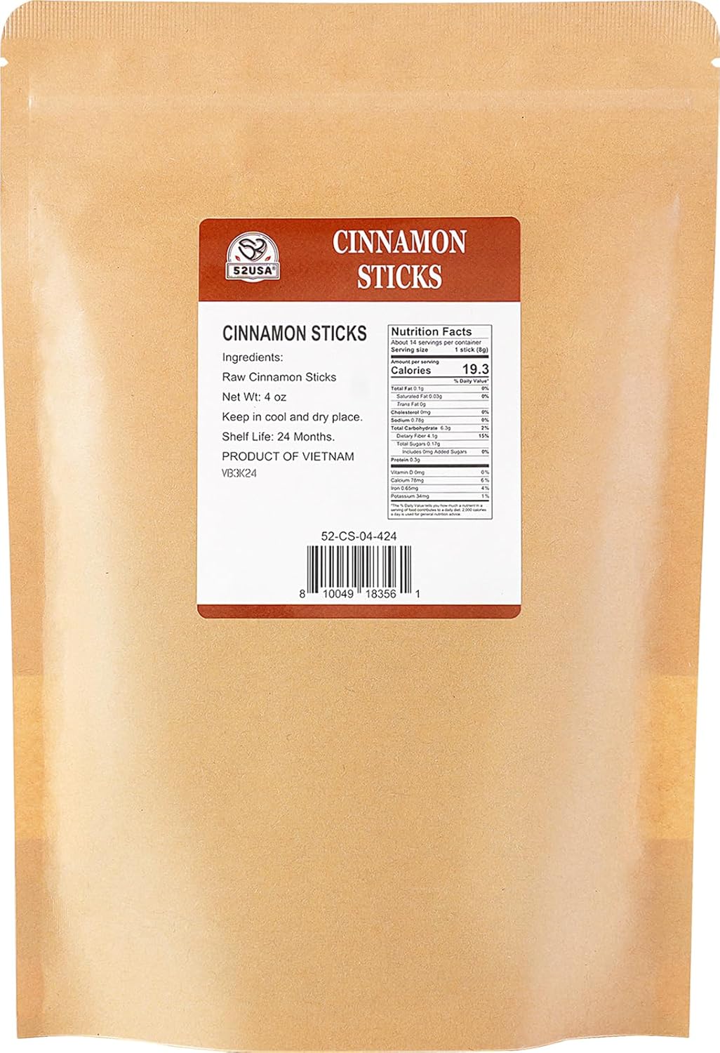 52USA Cinnamon Sticks, 4oz