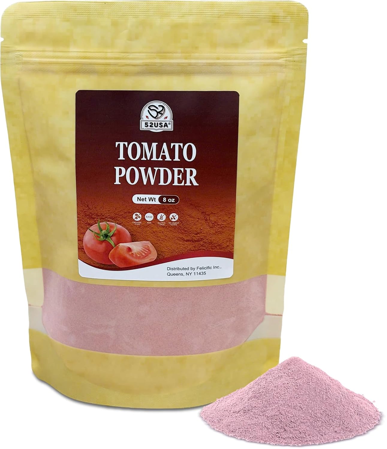 52USA Tomato Powder, 8oz, Dehydrated Tomato Powder for Cooking, Sauce, Soup, Pasta & Pizza– Rich Tomato Flavor, Fine Tomatoes Powder, Non-GMO, Vegan, Gluten Free