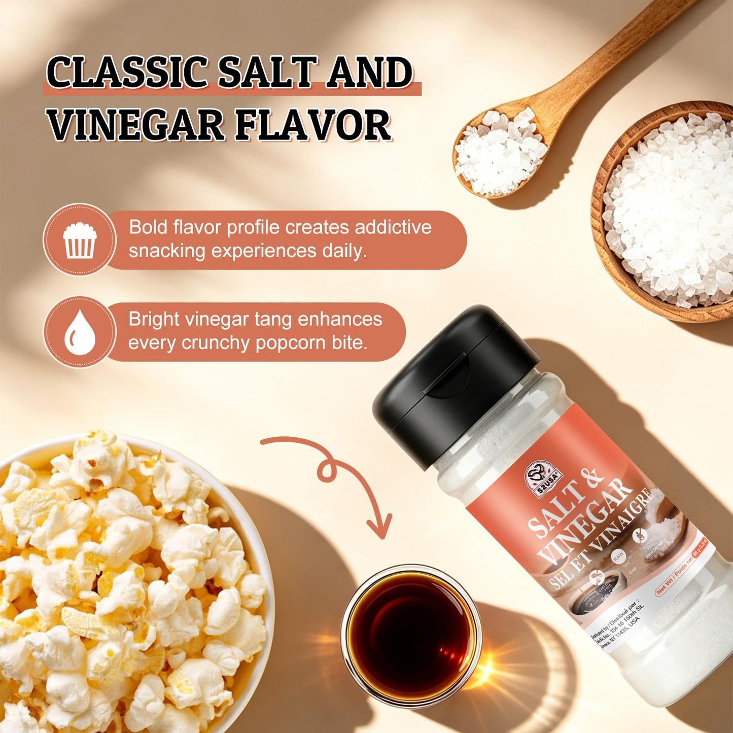 52USA Popcorn Seasoning Set, Multi-Flavor Variety Pack, Popcorn Spice Set | White Cheddar Cheese, Original Butter, Cheese & Chives, Salt & Vinegar, Old Fashioned (Pack of 4)
