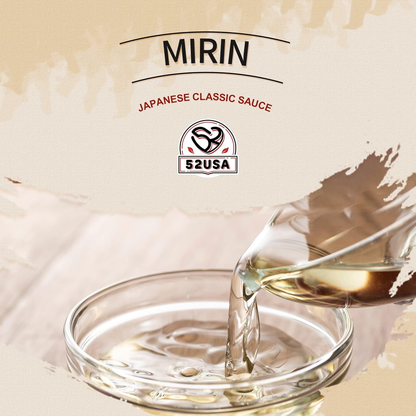 52USA Mirin, Japanese Mirin Cooking Wine, 16.9 FL OZ (Pack of 1), Red Rice Cooking Wine & Seasoning Homemade Sauces, Marinades, Glazes, Salad Dressings, Sushi Rice, Ramen Noodles, Less Sugar and Less Calories, Made with Natural Sugar
