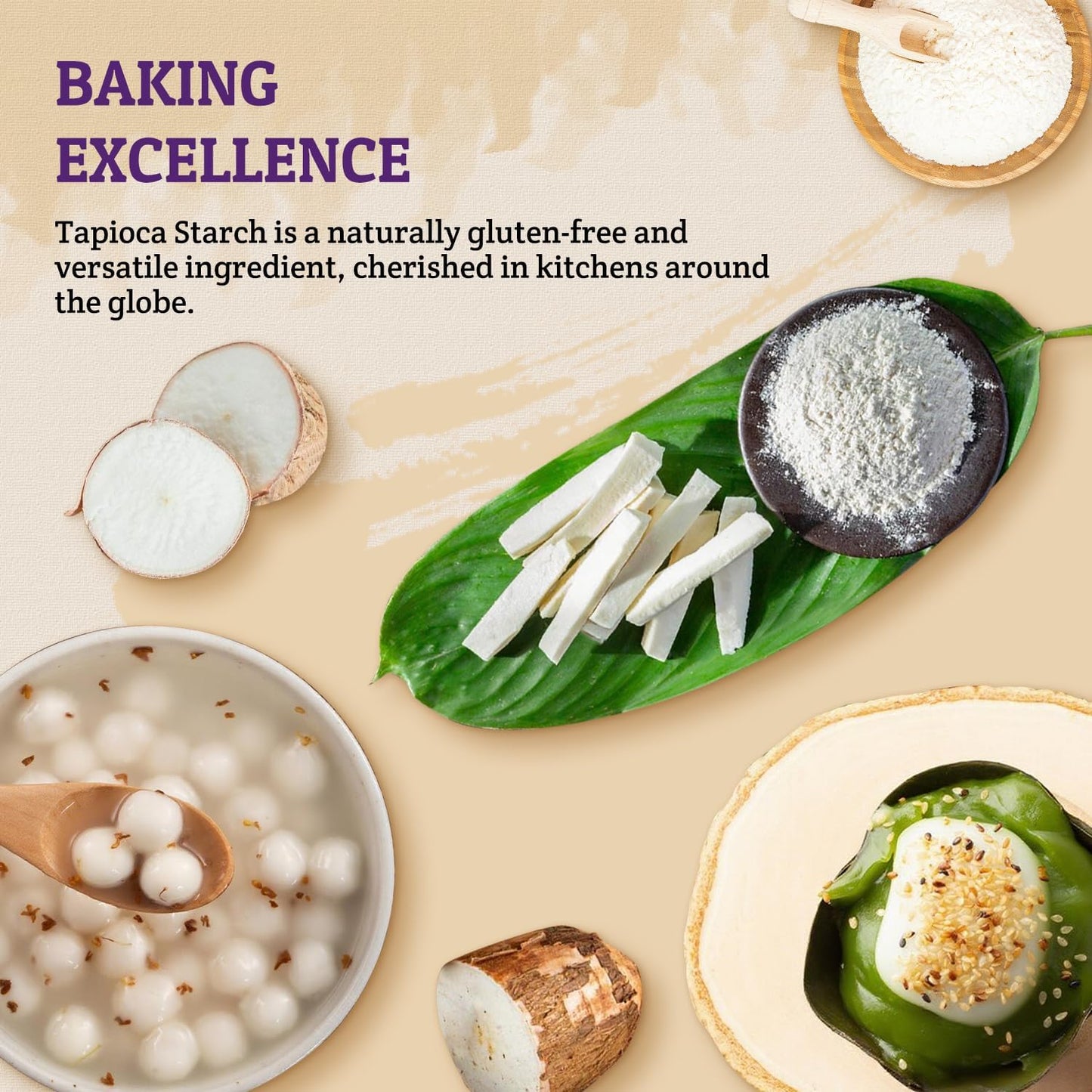 52USA Tapioca Starch, 3 Pack (42oz Total) | Tapioca Flour from Cassava Root | Gluten Free Flour Substitute