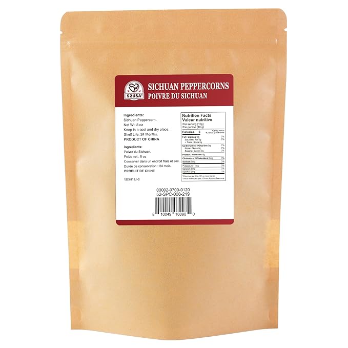 52USA Szechuan Peppercorns, Authentic Sichuan Peppercorns 8OZ, Mala Pepper