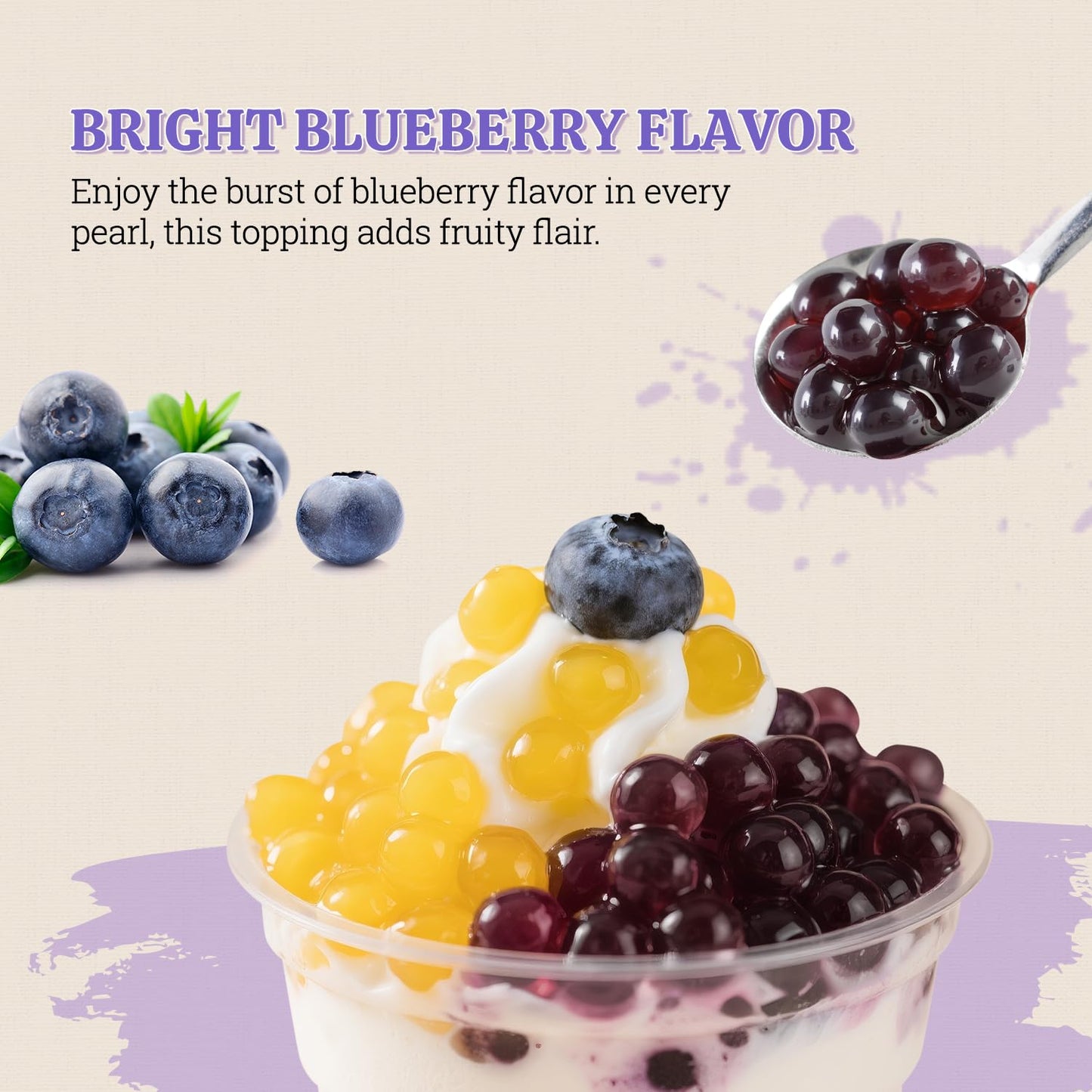 52USA Blueberry Popping Boba 500g (1.1 lb) – Bursting Pearls for Bubble Tea, Desserts, Ice Cream, Smoothies & Drinks