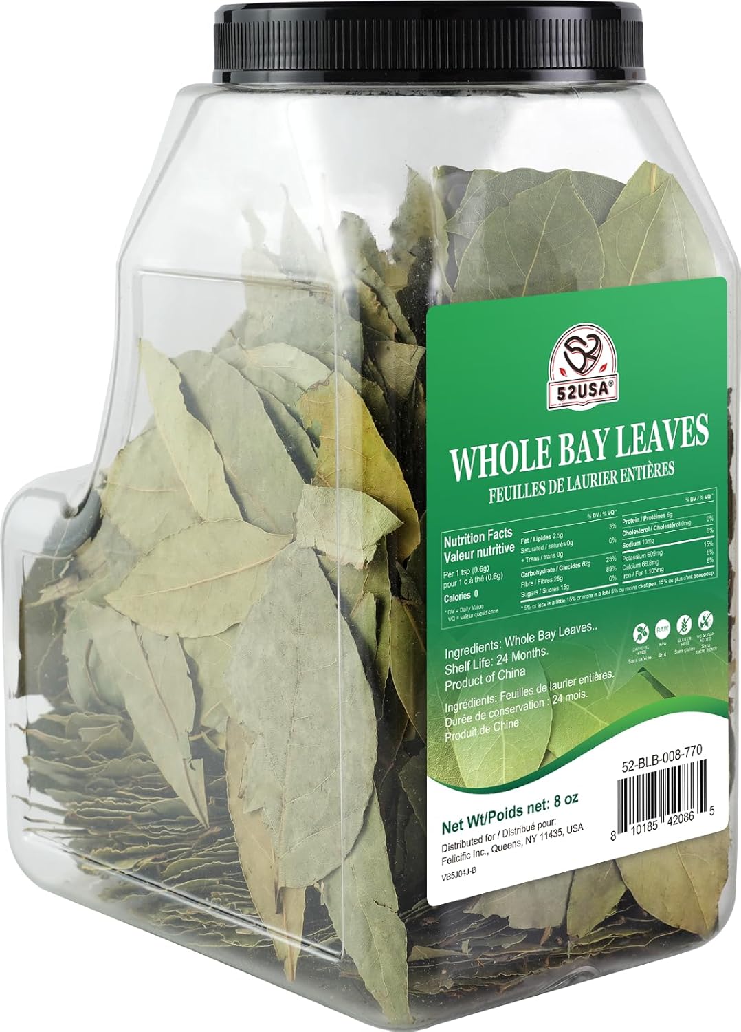 52USA Bay Leaves Whole, 8 oz, Dried Bay Leaves, All Natural, Gluten Free, Caffeine Free, No Sugar, Laurel Herbs for Cooking