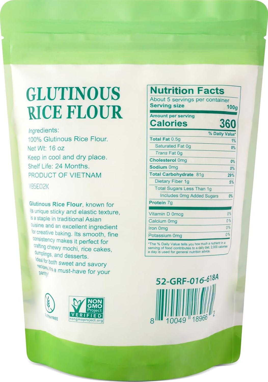 52USA Glutinous Rice Flour, 16oz