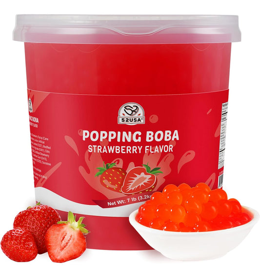 52USA Popping Boba Peals, Bursting Boba Pearls for Bubble Tea, Beverages, Ice Cream, Shakes, Yogurt, Desserts, Smoothies & Drinks Toppings