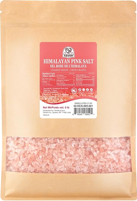 52USA Himalayan Pink Salt, Coarse Grain, Pink Himalayan Sea Salt, Sea Salt for Grinder Refill, 80 oz (5 Pound)