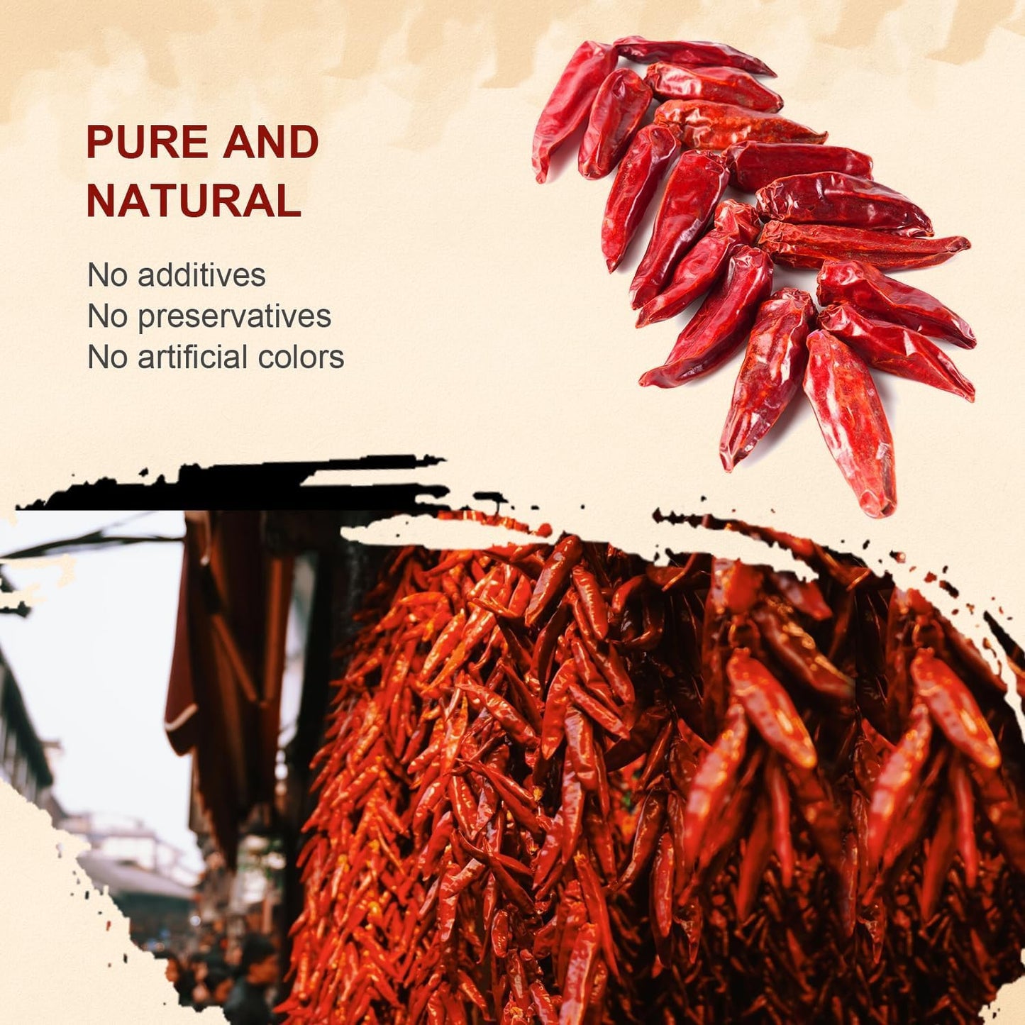 52USA Dried Chilli Peppers, Whole Dried Chilies 4 oz, Mild Spicy Chili Peppers, 100% Natural & Premium Sichuan Red Dry Chilis, Red Chili Peppers, Dry Sichuan Chile Peppers Great for Mexican Recipes