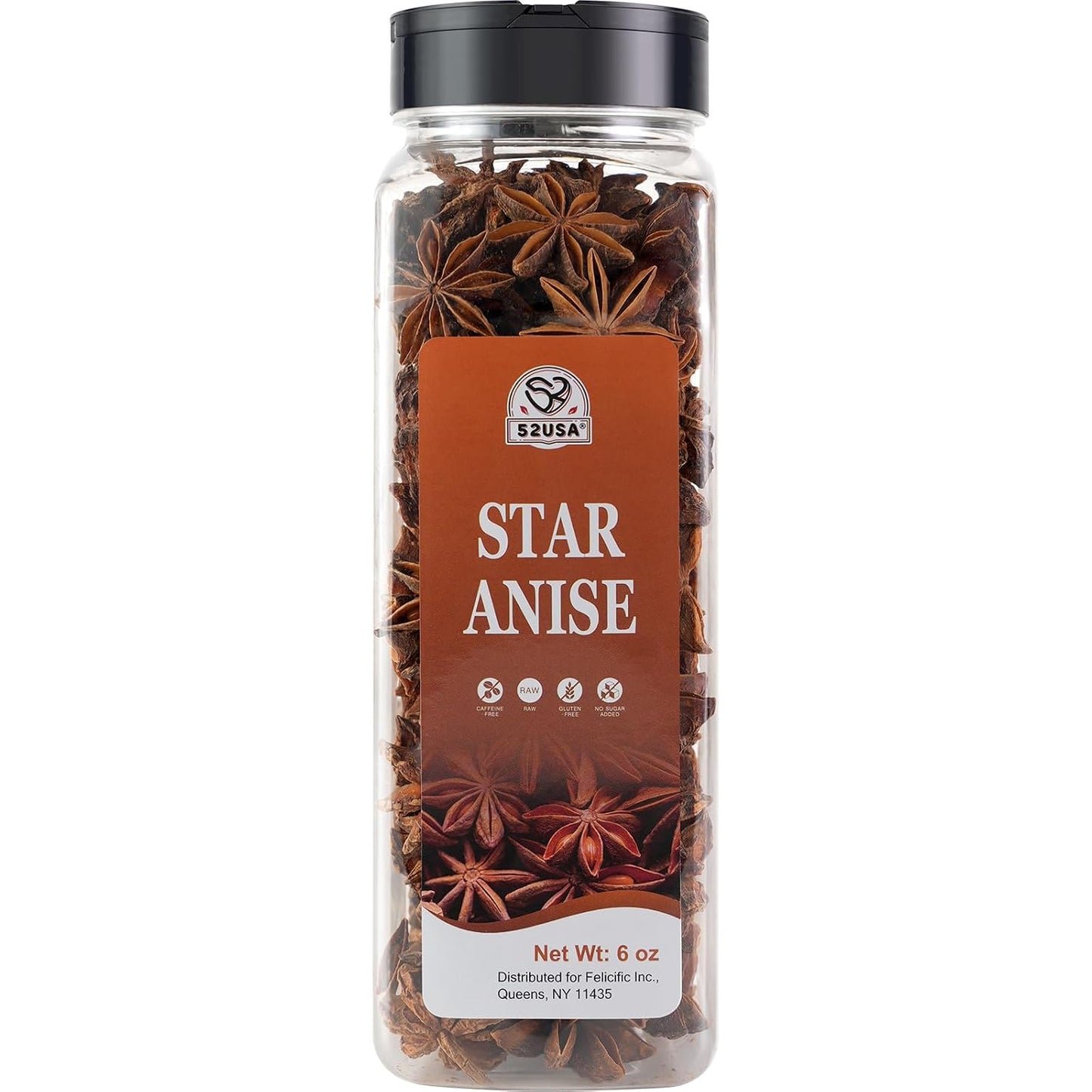 52USA Star Anise, Whole Dried Anise Seeds 6 oz, Natural Aromatic Spice | Comes in Bottle, Chinese Star Anise Ideal for Cooking, Baking, Soups, Marinades and Herbal Teas