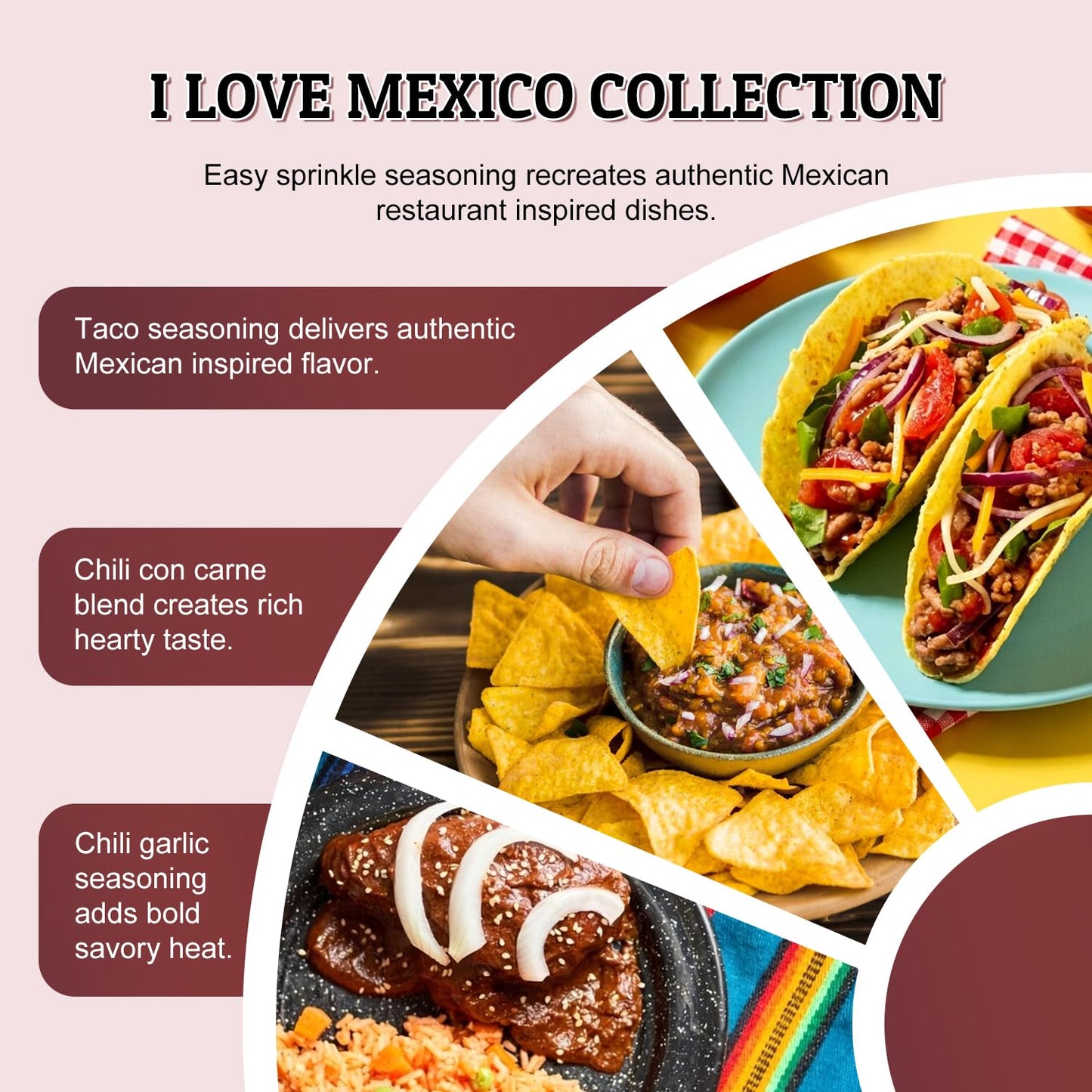 52USA Vivamexico Seasoning Set of 9, Authentic Mexican Spice Blends for Cooking, Grilling, Tacos, Fajitas & Everyday Meals