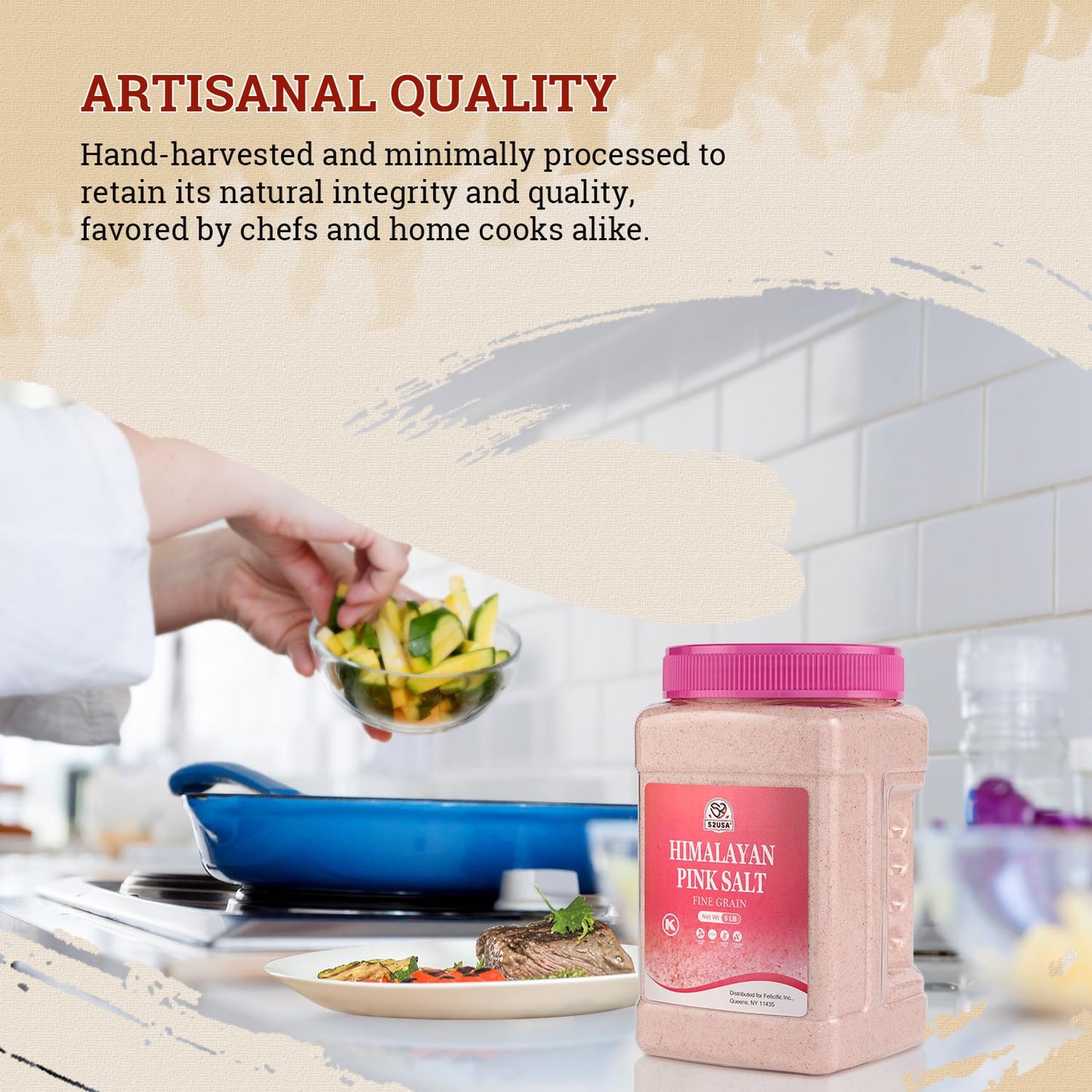 52USA Himalayan Pink Salt Coarse & Fine Combo, 2-Pack (80oz Each), Natural Unrefined Pink Salt, Non-GMO, Kosher Certified, for Grinder & Cooking, Rich in Minerals