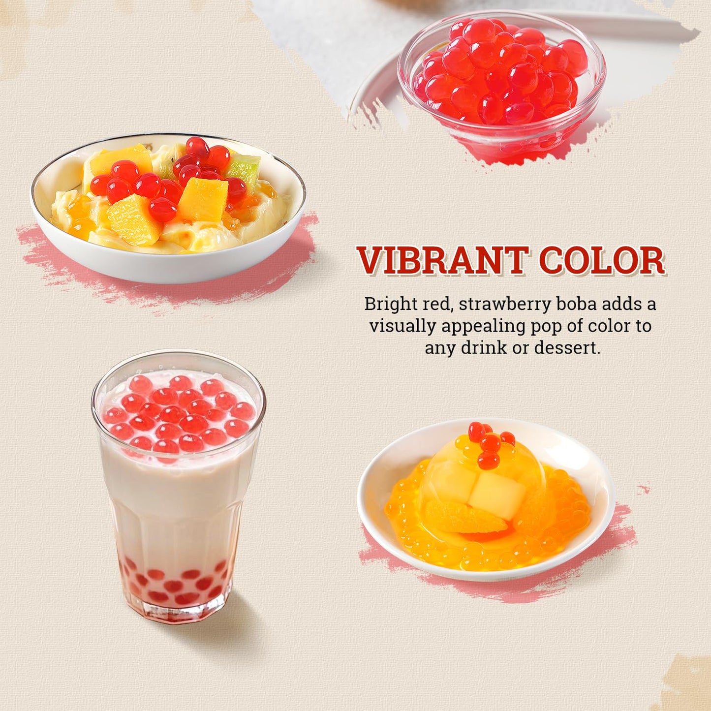 52USA Strawberry Popping Boba 500g (Pack of 2), Bursting Popping Pearls for Bubble Tea, Beverages, Sweets, Ice Cream, Shakes, Desserts & Smoothies Topping, 1.1 Pound (Pack of 2)