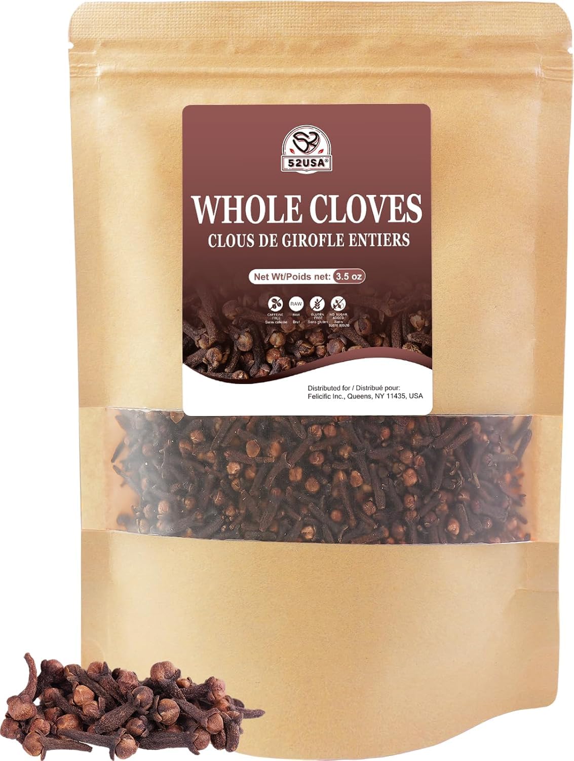 52USA Whole Cloves 3.5oz, Fresh Clove Spice for Cooking – Non GMO, Vegan | Premium Cloves Whole, Hand Picked Whole Clove for Chai Tea, Mulled Wine and Holiday Recipes