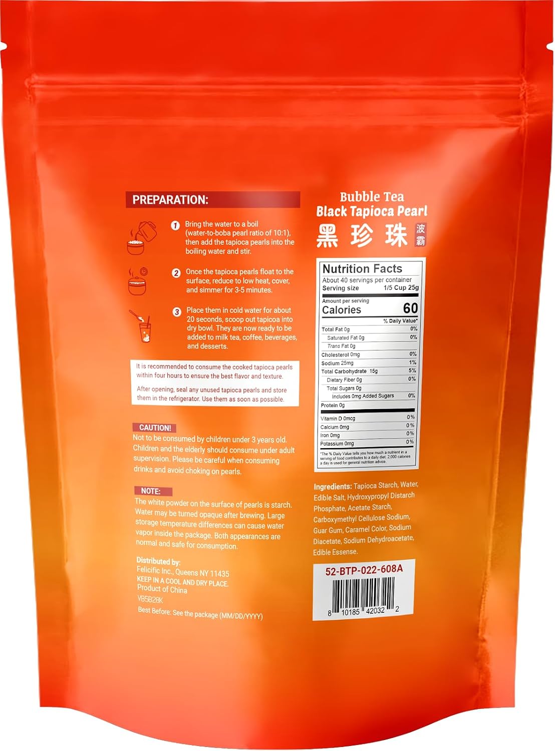 52USA Boba Tapioca Pearls 2.2LB, Fresh Bubble Tea Pearl Quick Cook Black Plearls for Milk Tea, Smoothies, Desserts and Drinks-Ready in 5 Minutes