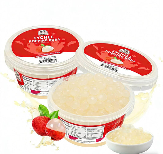 52USA Lychee Popping Boba, Bursting Boba Pearls, 1.1 Pound (Pack of 2) | Popping Boba Pearls for Bubble Tea, Beverages, Sweets, Ice Cream, Shakes, Desserts & Smoothies Topping