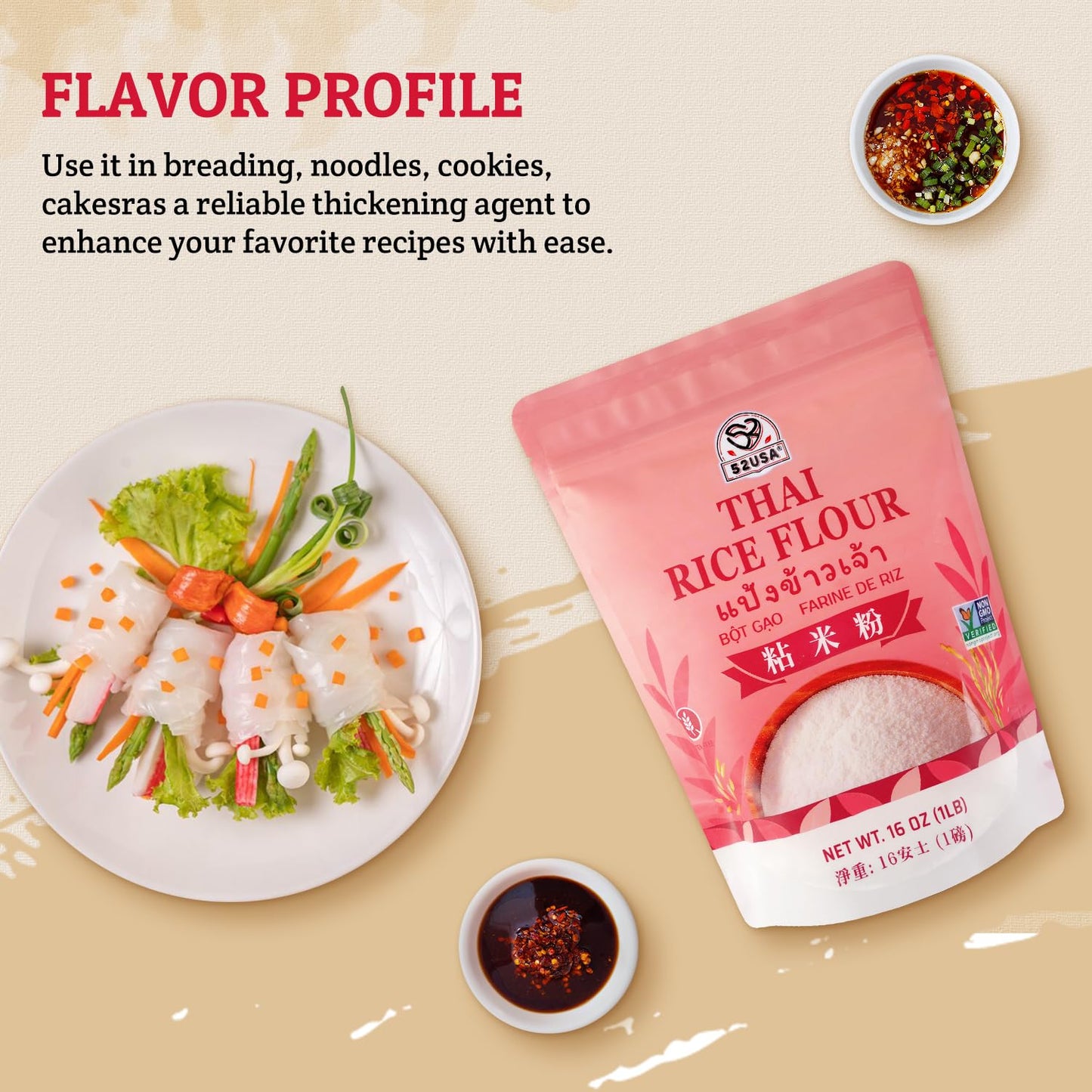 52USA Strawberry Popping Boba 500g + Thai Rice Flour 3lb – DIY Asian Dessert & Bubble Tea Duo