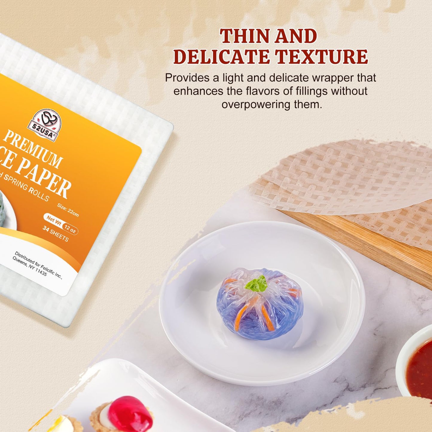 52USA Square Rice Paper