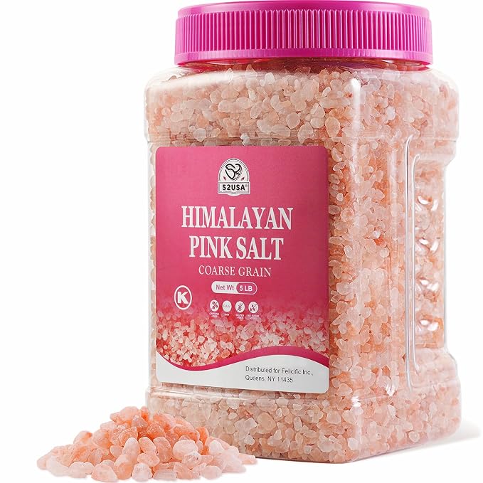 52USA Himalayan Pink Salt Coarse, Pink Himalayan Sea Salt, 80oz (5 Pound), Pink Salt Coarse for Grinder, 100% Real, Pure, Unrefined Kosher Salt, 80+ Minerals and Electrolytes, Rock Salts