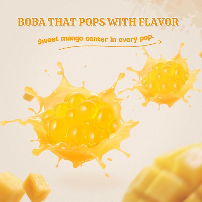 52USA Mango Popping Boba Pearls, Bursting Boba Pearls for Bubble Tea, 7.05 Pounds(3.2kg)