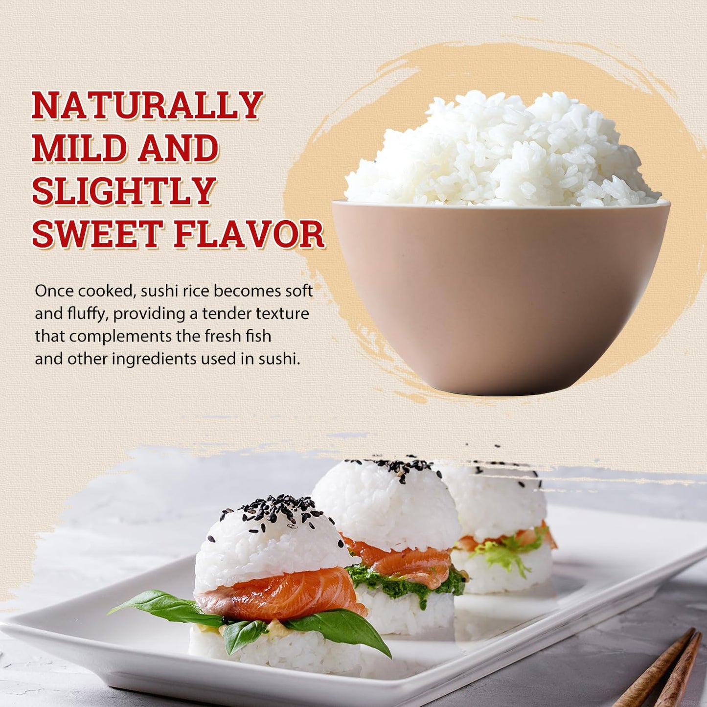52USA Sushi Rice 2 Pound (Pack of 3), Premium Short Grain Rice | Gluten-Free, Vegan, White Sticky Rice for Sushi and Japanese Food, 96 Ounce (2721g)