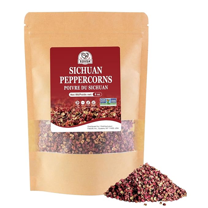 52USA Szechuan Peppercorns, Authentic Sichuan Peppercorns 8OZ, Mala Pepper