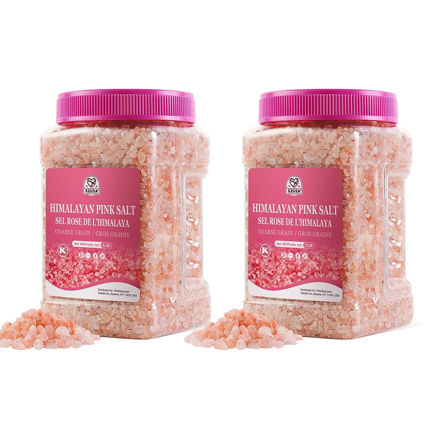 52USA Himalayan Pink Salt Coarse, 80oz (5 Pound)*2 Pack, Pink Himalayan Sea Salt, Pink Salt Coarse for Grinder, 100% Real, Pure, Unrefined Kosher Salt, Rock Salts, Total 160oz